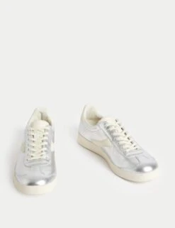 Leather Cupsole Side Detail Trainers -M&S leather cupsole side detail trainers 4