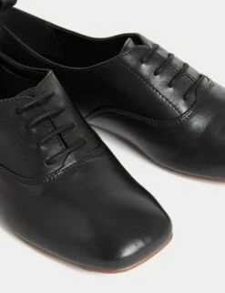 Leather Lace Up Flat Shoes -M&S leather lace up flat brogues 2