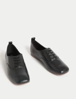 Leather Lace Up Flat Shoes -M&S leather lace up flat brogues