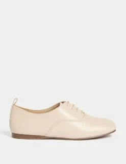 Leather Lace Up Flat Shoes -M&S leather lace up flat brogues 4