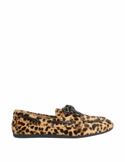Leather Leopard Print Flat Boat Shoes -M&S leather leopard print flat boat shoes
