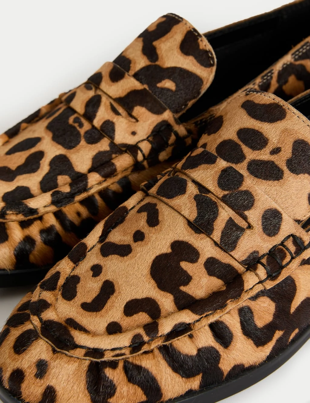 Leather Leopard Print Flat Loafers 7 Leather Leopard Print Flat Loafers - Image 5