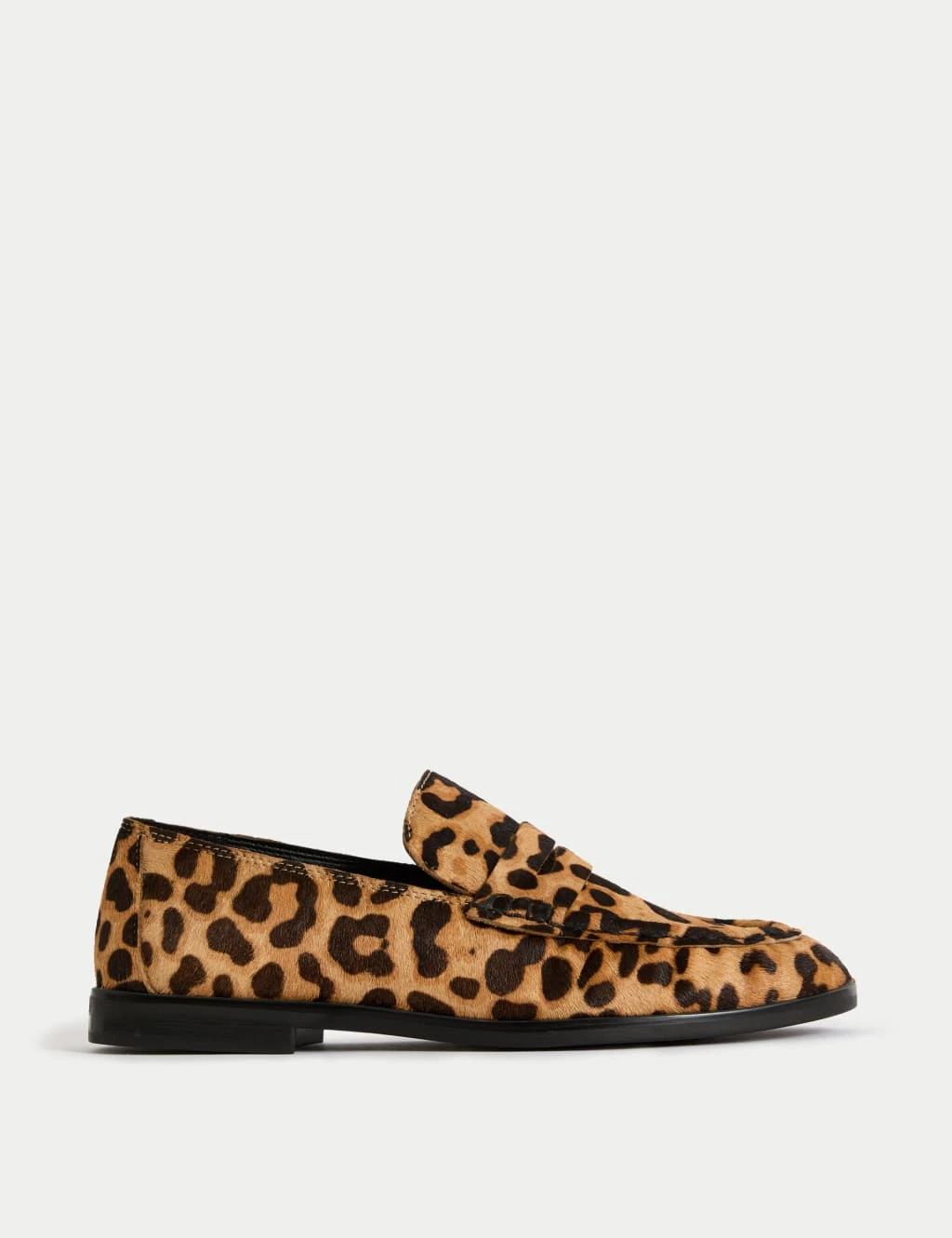 Leather Leopard Print Flat Loafers 8 Leather Leopard Print Flat Loafers - Image 6