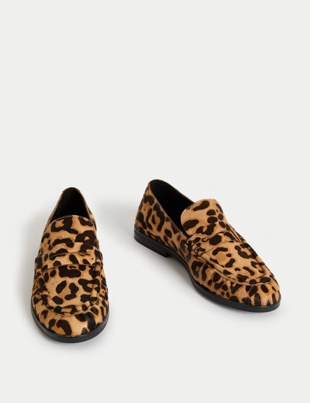 Leather Leopard Print Flat Loafers 9 Leather Leopard Print Flat Loafers - Image 7