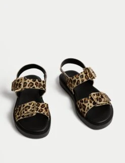 Leather Leopard Print Flatform Sandals -M&S leather leopard print flatform sandals 3