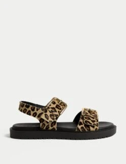 Leather Leopard Print Flatform Sandals -M&S leather leopard print flatform sandals 4
