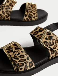Leather Leopard Print Flatform Sandals -M&S leather leopard print flatform sandals 5