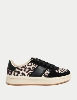 Leather Leopard Print Platform Trainers -M&S leather leopard print platform trainers 3