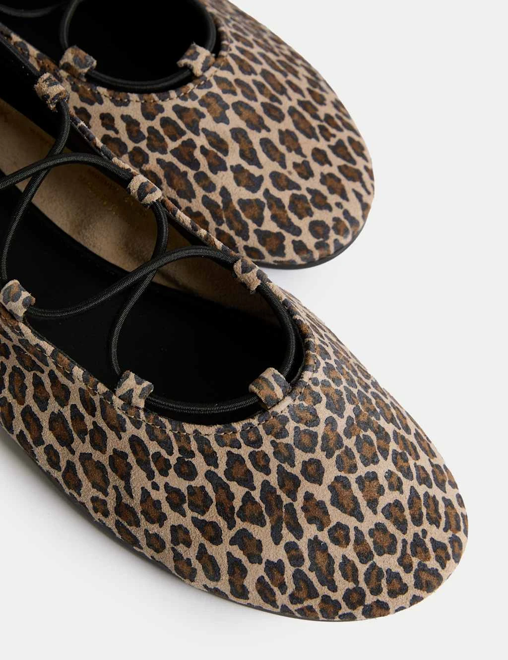 Leather Leopard Print Strappy Flat Pumps 7 Leather Leopard Print Strappy Flat Pumps - Image 5