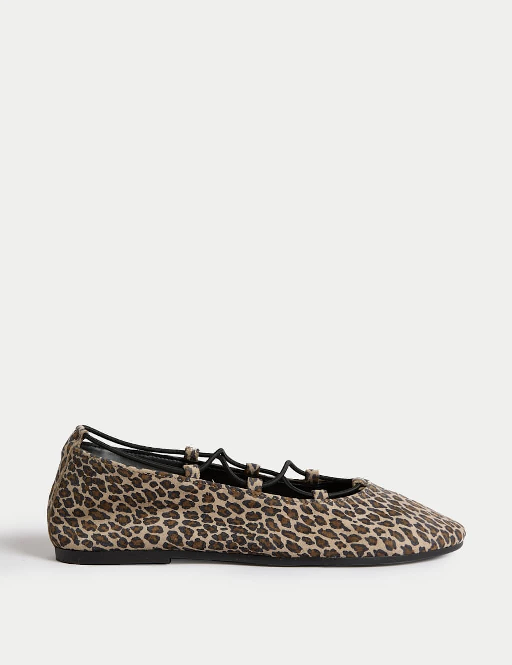 Leather Leopard Print Strappy Flat Pumps 8 Leather Leopard Print Strappy Flat Pumps - Image 6