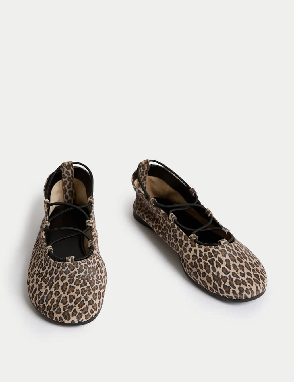 Leather Leopard Print Strappy Flat Pumps 9 Leather Leopard Print Strappy Flat Pumps - Image 7