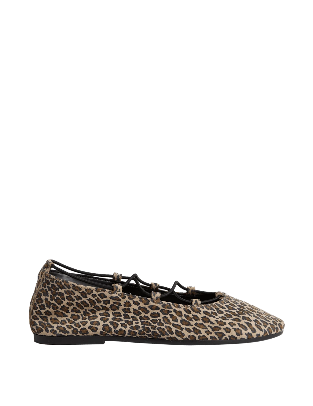 Leather Leopard Print Strappy Flat Pumps 6 Leather Leopard Print Strappy Flat Pumps - Image 4