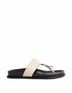 Leather Look Buckle Footbed Toe Thong Sandals -M&S leather look buckle footbed toe thong sandals 1