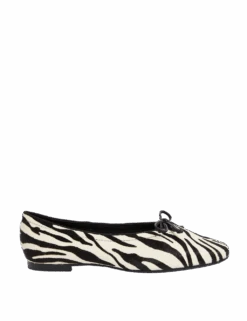 Leather Pony Hair Zebra Print Bow Ballet Pumps -M&S leather pony hair zebra print bow ballet pumps