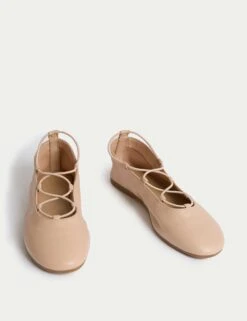 Leather Strappy Flat Ballet Pumps -M&S leather strappy flat ballet pumps 3