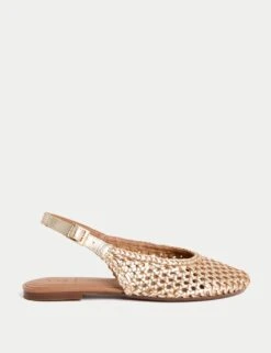 Leather Woven Flat Slingback Shoes -M&S leather woven flat slingback shoes 4