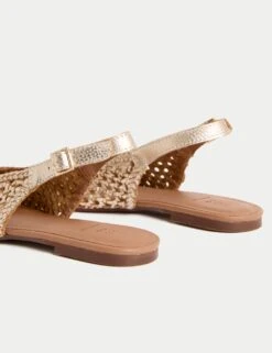 Leather Woven Flat Slingback Shoes -M&S leather woven flat slingback shoes 5
