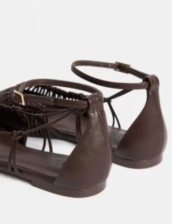 Woven Strappy Flat Ballet Pumps -M&S leather woven strappy flat ballet pumps 1