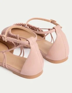 Woven Strappy Flat Ballet Pumps -M&S leather woven strappy flat ballet pumps 4