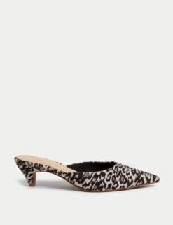 Leopard Print Slip On Kitten Heel Mules -M&S leopard print slip on kitten heel mules 3