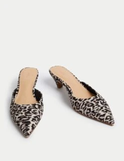 Leopard Print Slip On Kitten Heel Mules -M&S leopard print slip on kitten heel mules 5