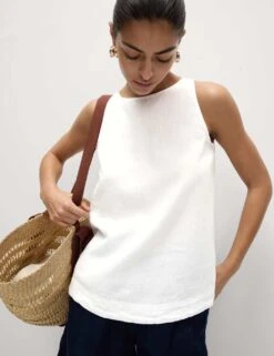 Linen Blend Sleeveless Blouse -M&S linen blend blouse 1