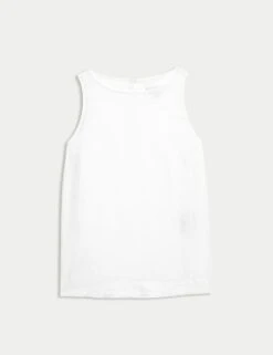 Linen Blend Sleeveless Blouse -M&S linen blend blouse