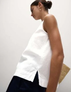 Linen Blend Sleeveless Blouse -M&S linen blend blouse 5