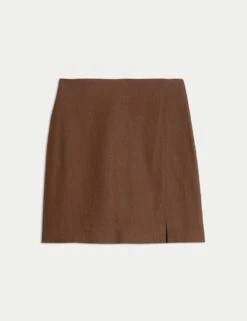 Linen Blend Mini Slip Skirt -M&S linen blend mini slip skirt 4