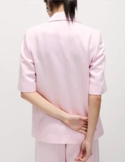 Linen Blend Short Sleeve Single Breasted Blazer -M&S linen blend short sleeve single breasted blazer 14