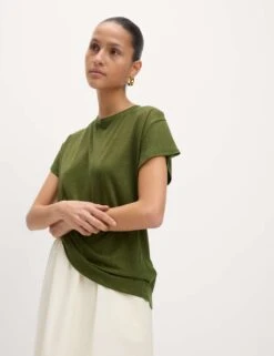 Linen Blend T-Shirt -M&S linen blend t shirt 7