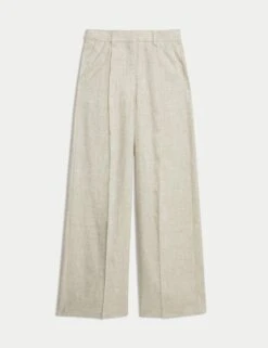 Linen Blend Wide Leg Trousers -M&S linen blend wide leg trousers 5