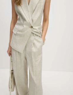 Linen Blend Wide Leg Trousers -M&S linen blend wide leg trousers 9