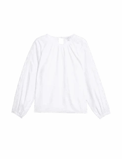 Linen Rich Broderie Blouse -M&S linen rich broderie blouse