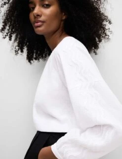 Linen Rich Broderie Blouse -M&S linen rich broderie blouse 5