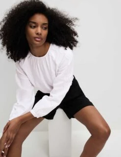 Linen Rich Broderie Blouse -M&S linen rich broderie blouse 7