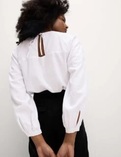 Linen Rich Broderie Blouse -M&S linen rich broderie blouse 8