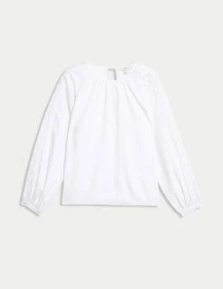 Linen Rich Broderie Blouse -M&S linen rich broderie blouse 9