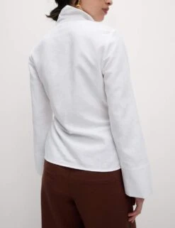 Linen Rich Collared Tie Front Shirt -M&S linen rich collared tie front shirt 10