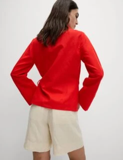 Linen Rich Collared Tie Front Shirt -M&S linen rich collared tie front shirt 14