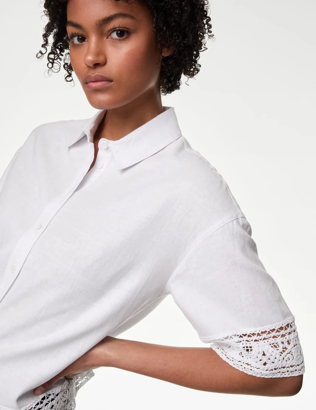 Linen Rich Crochet Collared Shirt 11 Linen Rich Crochet Collared Shirt - Image 9