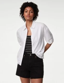 Linen Rich Crochet Collared Shirt 22 Linen Rich Crochet Collared Shirt -M&S linen rich crochet collared shirt 8