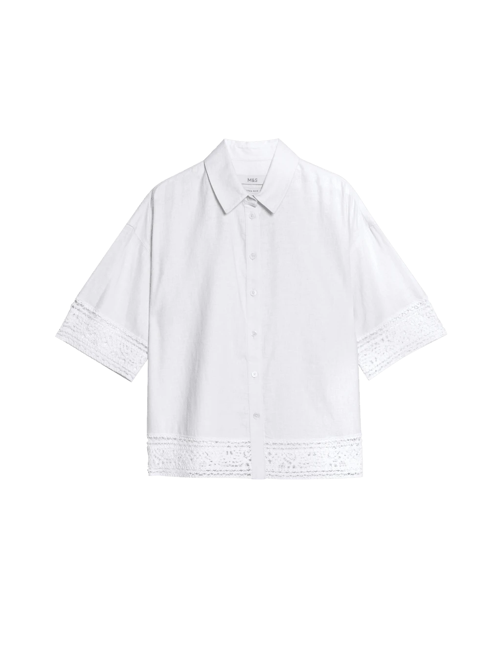 Linen Rich Crochet Collared Shirt 8 Linen Rich Crochet Collared Shirt - Image 6