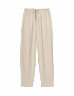 Linen-Rich Drawstring Tapered Trousers -M&S linen rich drawstring tapered trousers 1