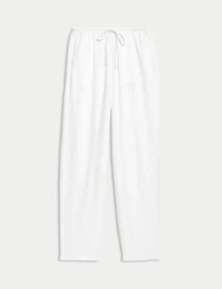 Linen-Rich Drawstring Tapered Trousers -M&S linen rich drawstring tapered trousers 5