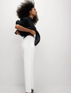 Linen-Rich Drawstring Tapered Trousers -M&S linen rich drawstring tapered trousers 7