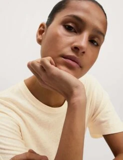 Linen Rich Embroidered T-Shirt -M&S linen rich embroidered t shirt 12