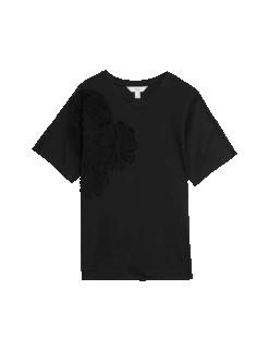 Linen Rich Embroidered T-Shirt -M&S linen rich embroidered t shirt