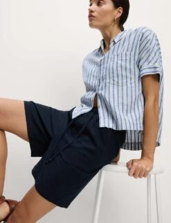 Linen Rich High Waisted Shorts 31 Linen Rich High Waisted Shorts -M&S linen rich high waisted shorts 8