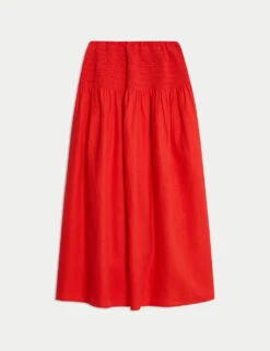 Linen Rich Maxi A-Line Skirt -M&S linen rich maxi a line skirt 10